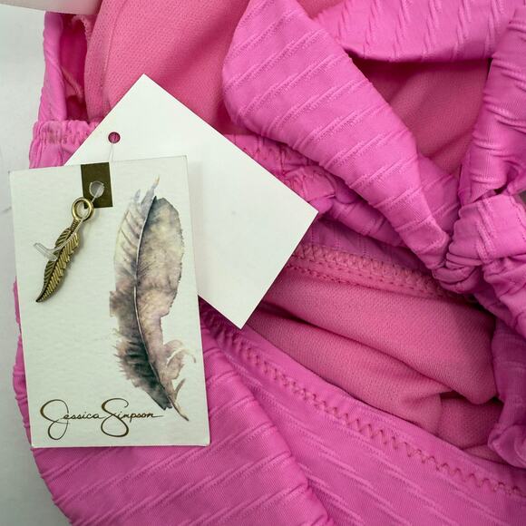 Jessica Simpson Tankini Top Size Small NWT Pretty in Pique Cross Back Pink Swim - Picture 7 of 16